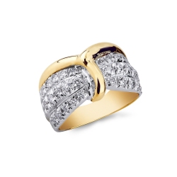 Band ring with diamonds in yellow and white gold 18k