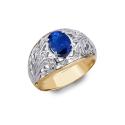 Blauer Saphir Ring Weißgold Gelbgold 750 mit Diamanten