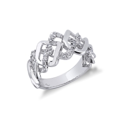 Anello a maglia groumette in Oro Bianco 18k con Diamanti