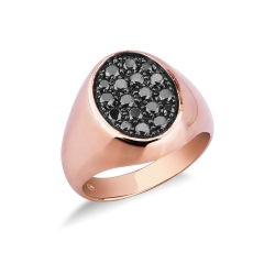 Anillo pavé en oro rosa de 18 quilates con diamantes negros