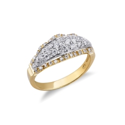 Woman ring in white and yellow gold 18k with diamonds 