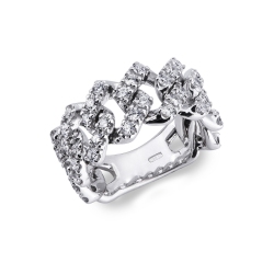 Anillo Cuban Link oro blanco 750 con diamantes