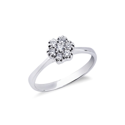 White gold 18k diamonds flower ring 