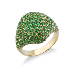 Rosé gold 18k pinky ring chevalier with emeralds pavé