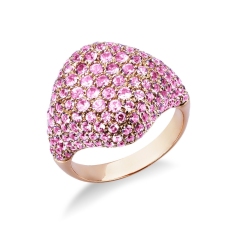 Pavé Ring aus Roségold mit rosa Saphiren