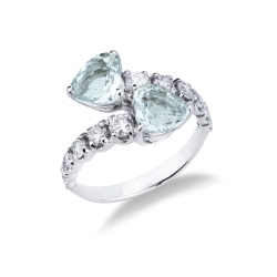 TOI ET MOI Herz Ring Aquamarin Diamanten Weißgold
