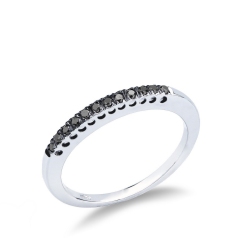Bague alliance en or blanc 18k avec diamants noirs