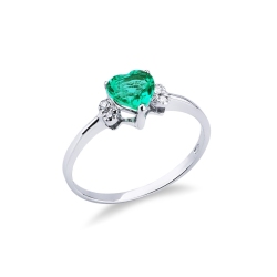 18k white gold ring with emerald and diamonds 