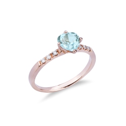 Rosé gold 18k ring with aquamarine and diamonds 