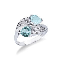 TOI ET MOI Weißgold Aquamarin Ring mit Diamanten