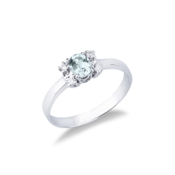 Ovale Aquamarin Ring Weißgold mit Diamanten