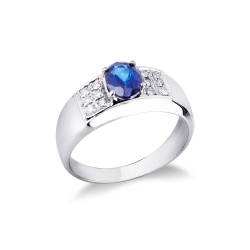 18k white gold ring with blue sapphire and diamonds 