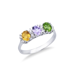 Ring in white gold 18k with amethyst, citrine and peridot