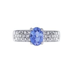 Bague bandeau en or blanc 18k avec une tanzanite 2