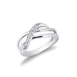 Bague trois vagues en or blanc 18k avec diamants