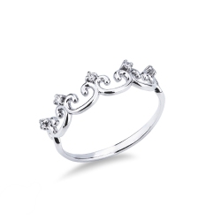 White gold 18k crown ring with diamonds 