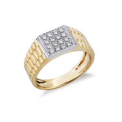 Herrenring Gelbgold 18K mit Pavé aus Brillanten