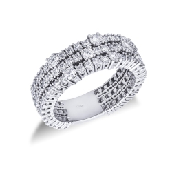 Bague triple rang en Or Blanc 18k avec diamants