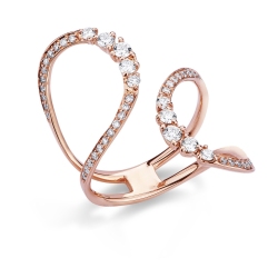 Anillo abierto en Oro Rosa 18k con diamantes