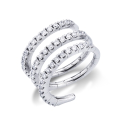 Bague spirale en or blanc et or jaune 18k avec diamant