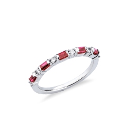 Bague or blanc diamant et rubis