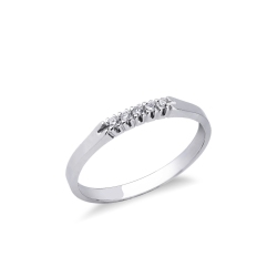 5 diamonds half eternity ring 0,05 ct in white gold 18k