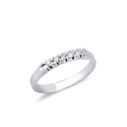 5 diamonds half eternity ring 0,40 ct in white gold 18k 