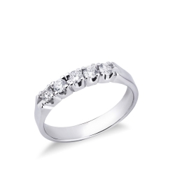 5 diamonds half eternity ring white gold ct 0,35