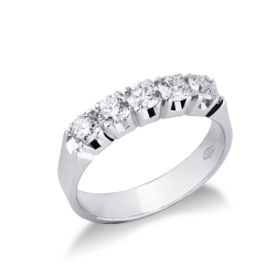 5 diamonds half eternity ring 0,95 ct white gold 18k