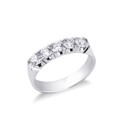 White gold 18k 5 stones diamond half eternity ring 1ct