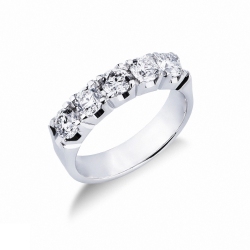 5 diamonds half eternity ring 1,40 ct in white gold 18k