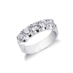 5 diamonds half eternity ring in white gold 18k ct 1,50