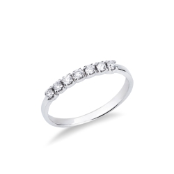 Anillo media alianza diamantes oro blanco 18k con 7 diamantes