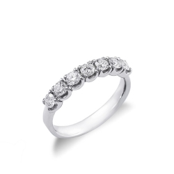 Half eternity ring 7 diamonds in white gold 18k 0,70 ct