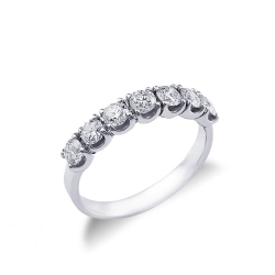 Half eternity ring with 7 diamonds 0,90 ct in white gold 18k