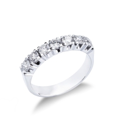 White gold 18k 7 stones diamond half eternity ring 0,85 ct