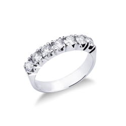 Bague demi tour 7 pierres en or blanc 18k avec diamants ct 1,00