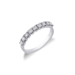 9 diamonds half eternity ring in white gold 18k 