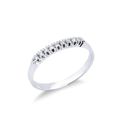 9 diamonds 0,15 ct half eternity ring in white gold 18k