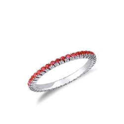 Alliance tour complet en rubis et or blanc 18k 