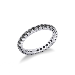 Bague diamants noirs eternity en or blanc 18 carats