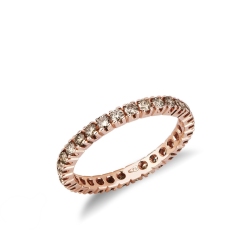 Eternity ring with brown diamonds in rosé gold 18k