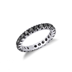 Eternity ring with black diamonds in 18kt white gold