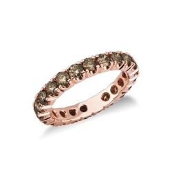 Anillo Eternity en oro rosa 18k con diamantes brown