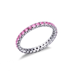 Anello Eternity in Oro Bianco 18k con Zaffiri Rosa
