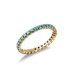 Anillo Eternity en oro amarillo 18k con diamantes azules