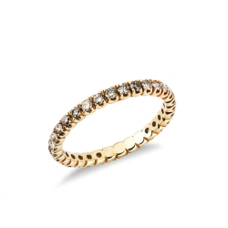 Bague eternity en Or Jaune 18k avec diamants brown