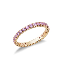 18k yellow gold eternity ring with pink sapphires 