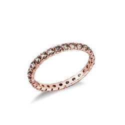 18k rosé gold eternity ring with brown diamonds 