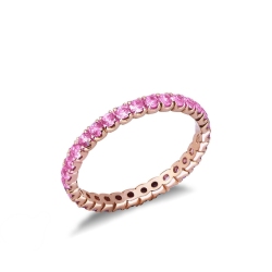 Anillo eternity de zafiros rosa en Oro Rosa 18 quilates
